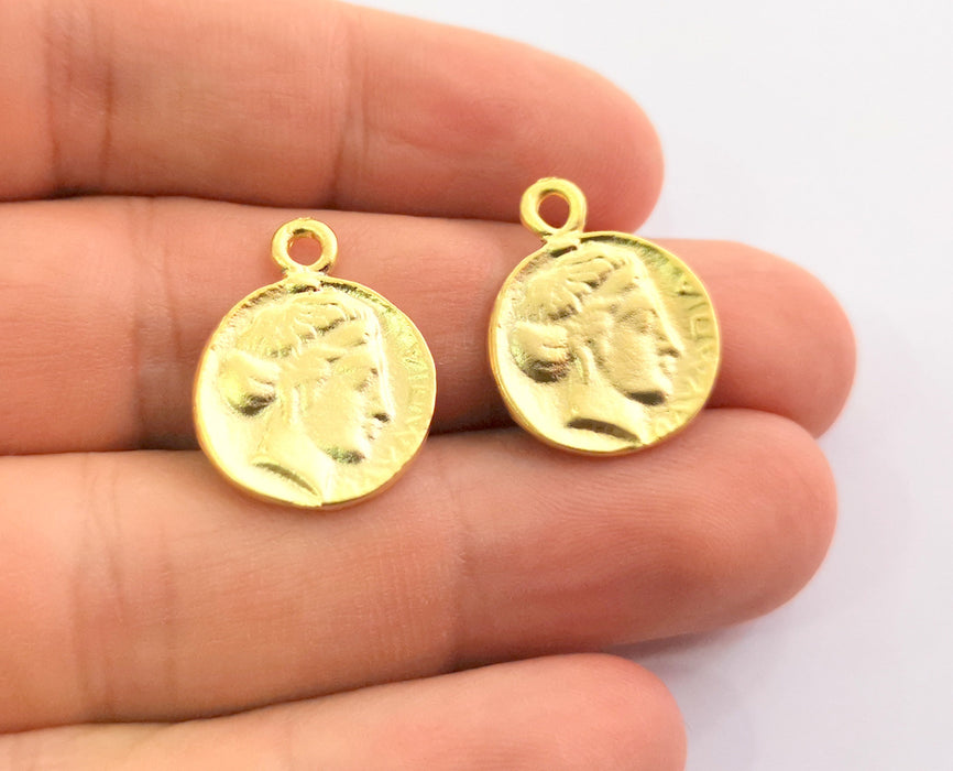 5 Coin Charms Gold Charms Gold Plated Charms  (22x17 mm)  G18593