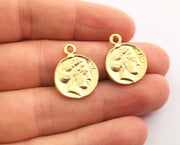 5 Coin Charms Gold Charms Gold Plated Charms  (22x17 mm)  G18593