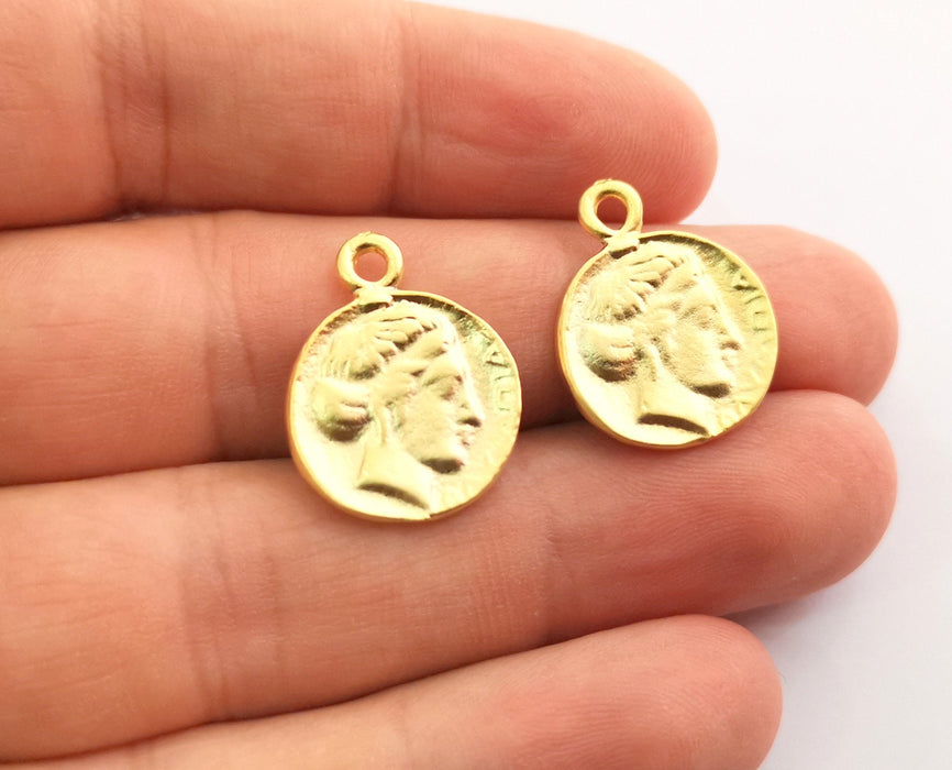 5 Coin Charms Gold Charms Gold Plated Charms  (22x17 mm)  G18593