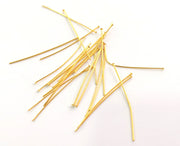20 Gold Pin Shiny Gold Plated Brass Pin  (40mm) Findings G18594