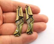 2 Antique Bronze Folded Plate Charms Antique Bronze Plated Charms (51x13mm) G18604