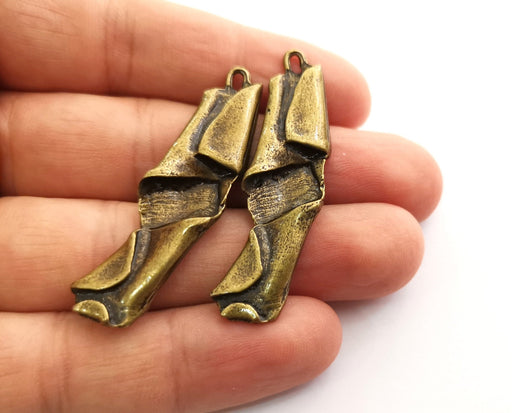 2 Antique Bronze Folded Plate Charms Antique Bronze Plated Charms (51x13mm) G18604