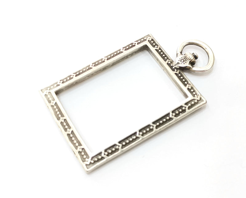 2 Silver Frame Charms Antique Silver Plated Charms (52x30mm) G18067