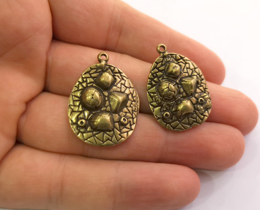2 Antique Bronze Charms Antique Bronze Plated Charms (30x22mm)  G18606