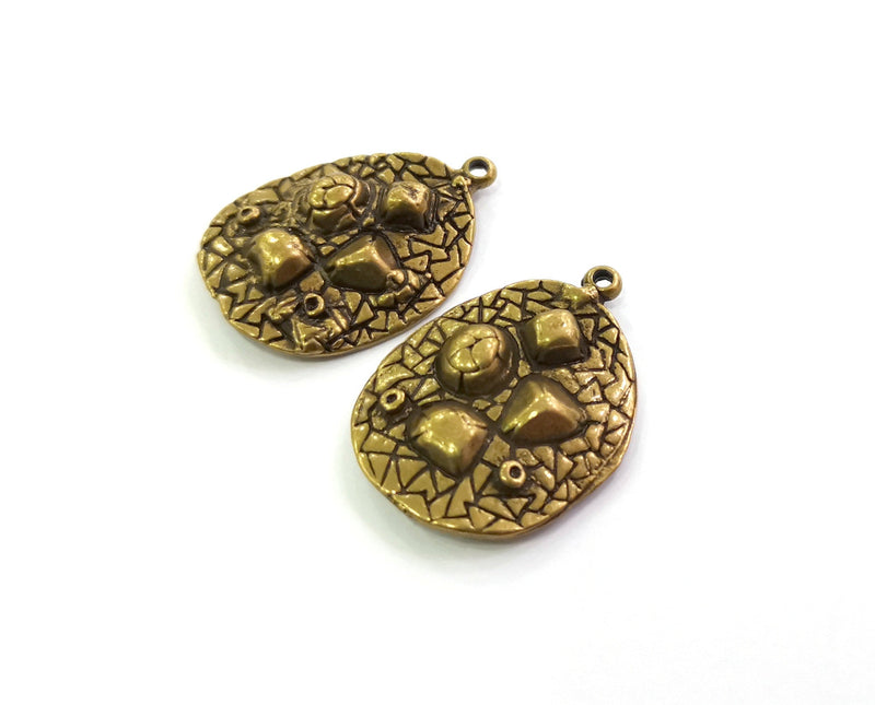 2 Antique Bronze Charms Antique Bronze Plated Charms (30x22mm)  G18606