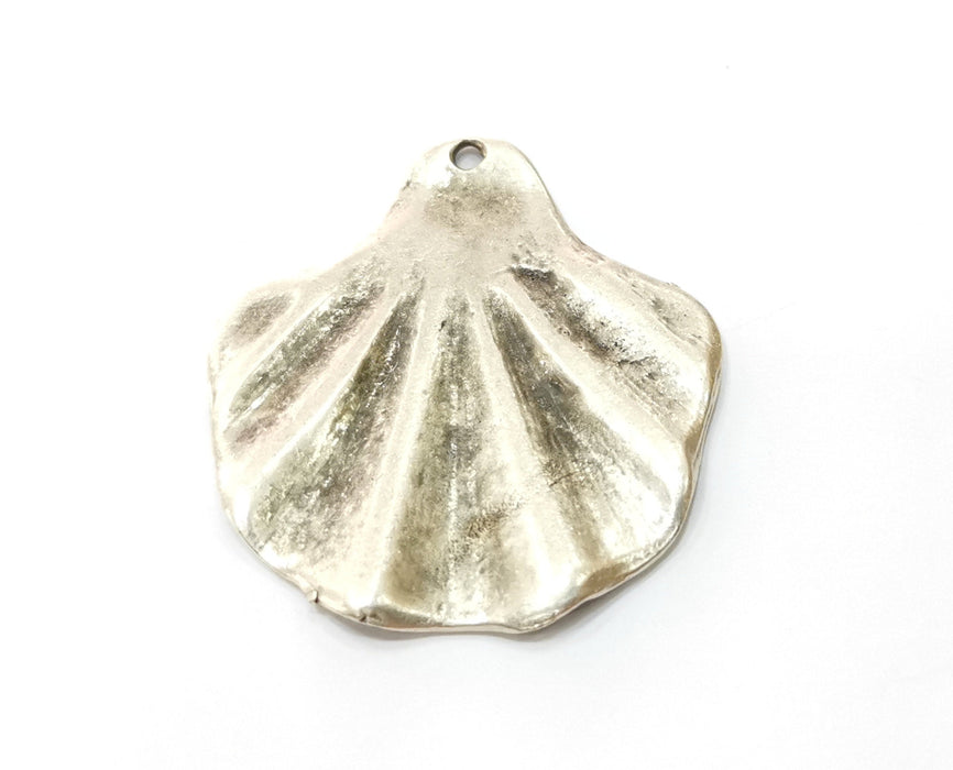 2 Silver Sea Shell Charms Antique Silver Plated Charms (42x38mm) G18068