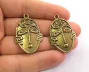 2 Antique Bronze Curved Charms Antique Bronze Plated Charms (39x27mm)  G18609