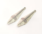 2 Silver Charms Antique Silver Plated Charms (57x15mm) G18078