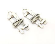 2 Silver Charms Antique Silver Plated Charms (50x22mm) G18081