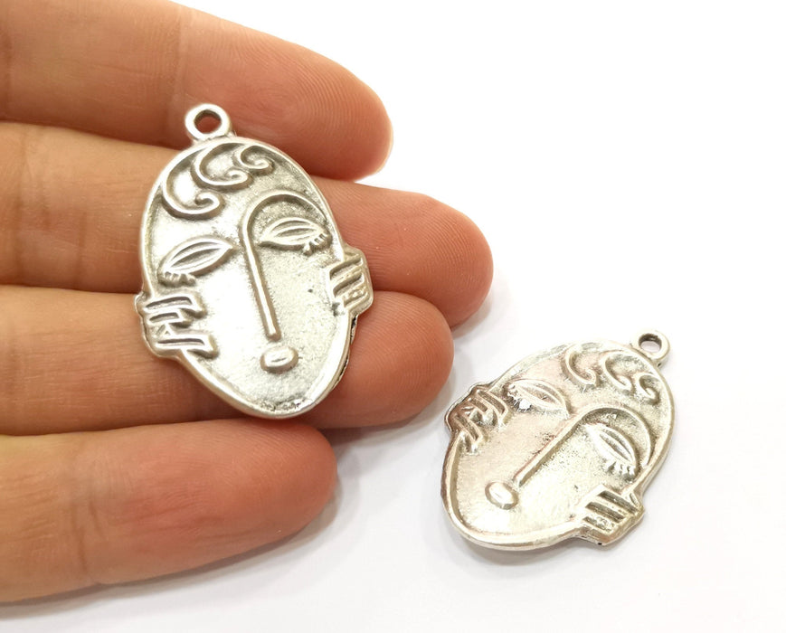 2 Silver Charms Antique Silver Plated Charms (39x27mm)  G18084