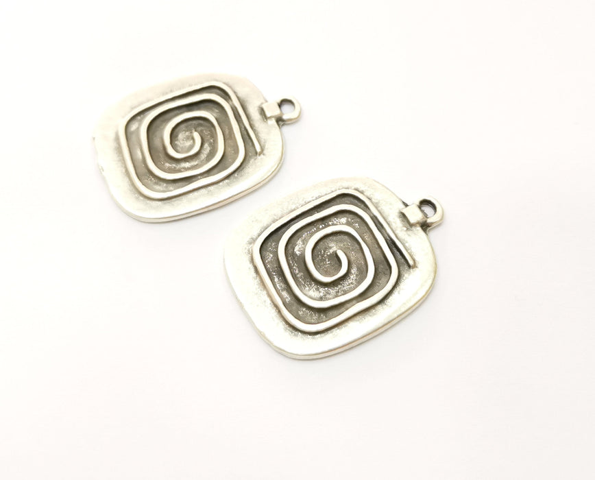 2 Silver Charms Antique Silver Plated Charms (31x24mm) G18089