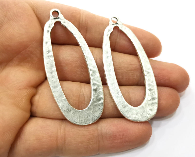 2 Silver Charms Antique Silver Plated Charms (61x25mm)  G18097