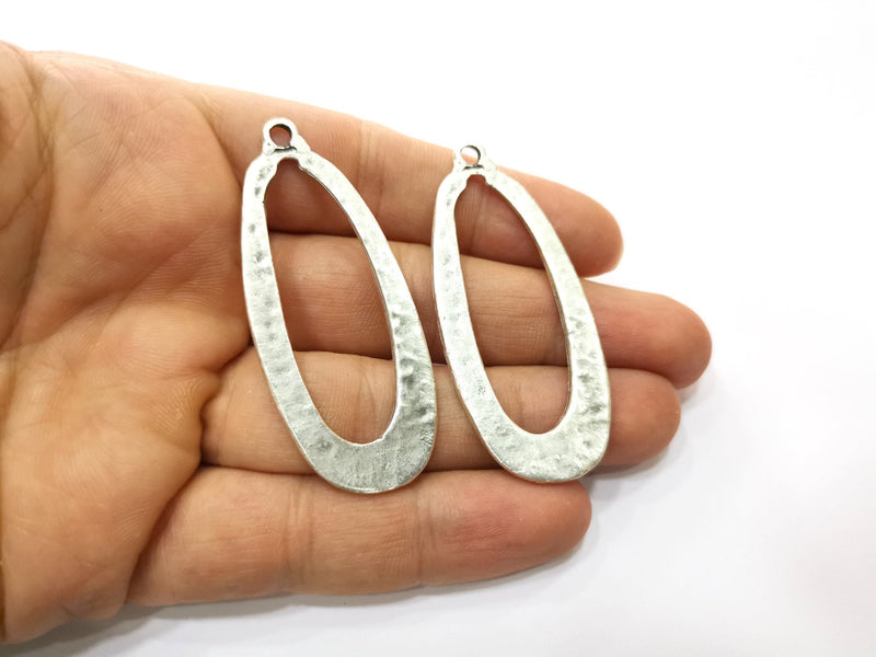 2 Silver Charms Antique Silver Plated Charms (61x25mm)  G18097