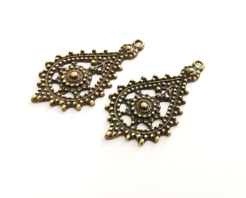 2 Antique Bronze Charms Antique Bronze Plated Charms  (51x27mm)  G18615