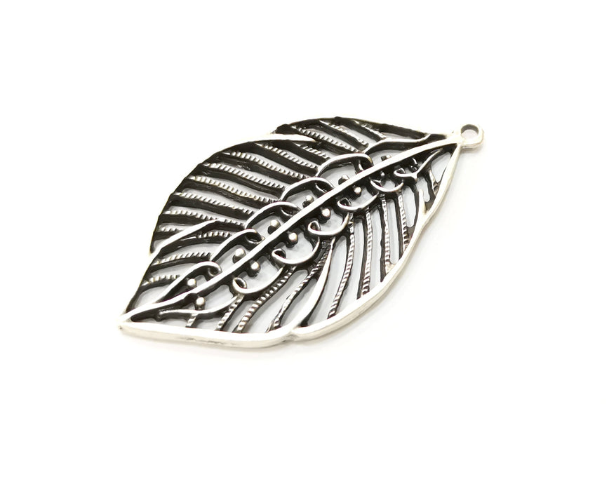 2 Leaf Charms Antique Silver Plated Charms (58x33mm) G18106