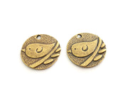 4 Antique Bronze  Bird, Branch Charms Antique Bronze Plated Charms (23mm) G18617