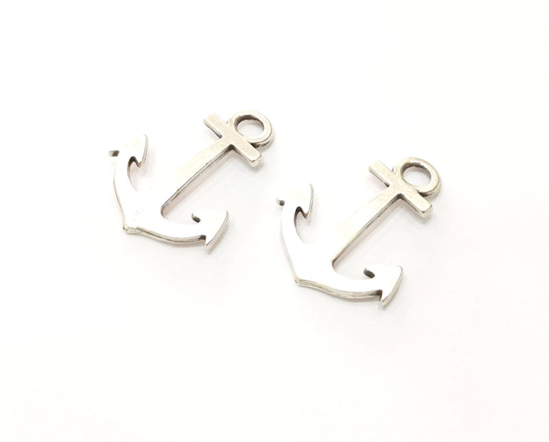 10 Anchor Charms Antique Silver Plated Charms (27x21mm) G18108