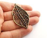2 Leaf Charms Antique Bronze Plated Charms (58x33mm) G18619