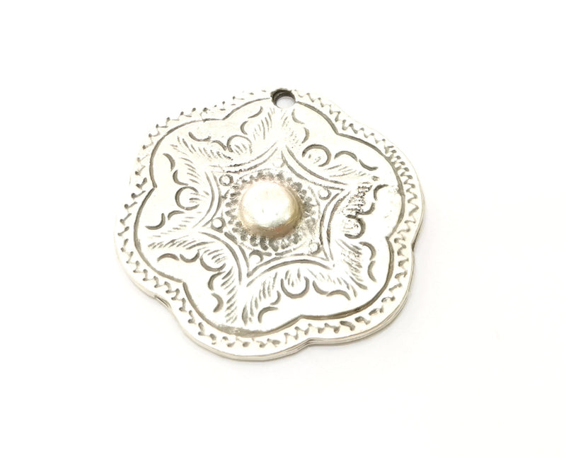 2 Silver Charms Antique Silver Plated Charms (36x35mm)  G18111