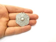 2 Silver Charms Antique Silver Plated Charms (36x35mm)  G18111