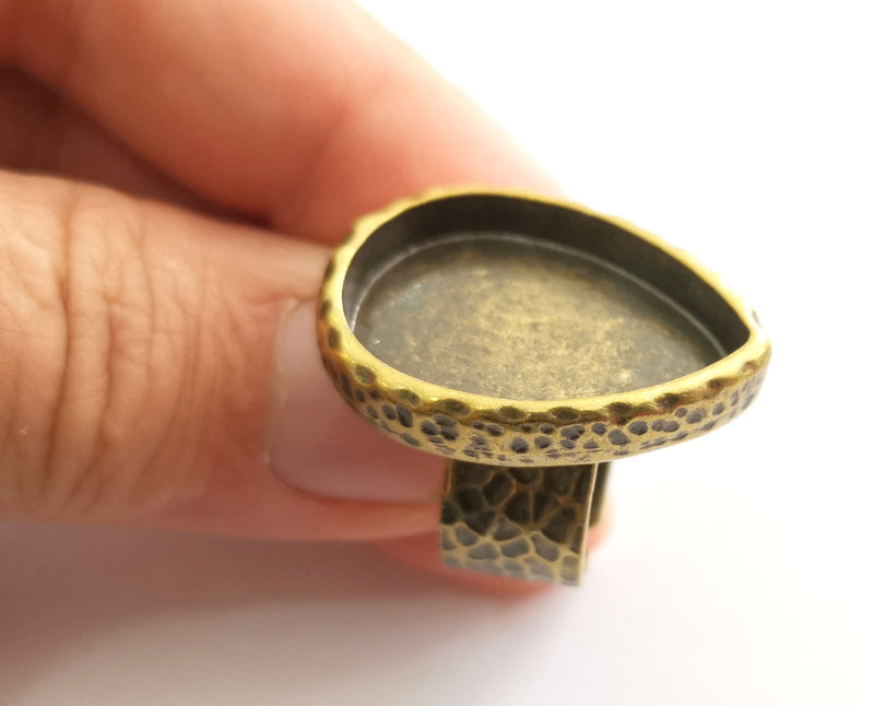 Bronze Ring Blank Setting Cabochon Base inlay Ring Back Mounting Adjustable Ring Base Bezel (26x18mm drop blank)Antique Bronze Plated G18622
