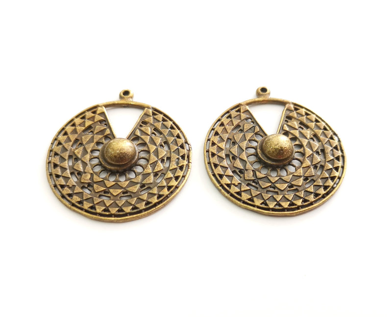 2 Antique Bronze Charms Antique Bronze Plated Charms (40x36mm)  G18623