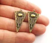 2 Antique Bronze Charms Antique Bronze Plated Charms (Both Side Same) (35x18mm)  G18625