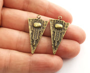 2 Antique Bronze Charms Antique Bronze Plated Charms (Both Side Same) (35x18mm)  G18625