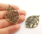 2 Leaf Charms Antique Bronze Plated Charms (49x30mm)  G18626