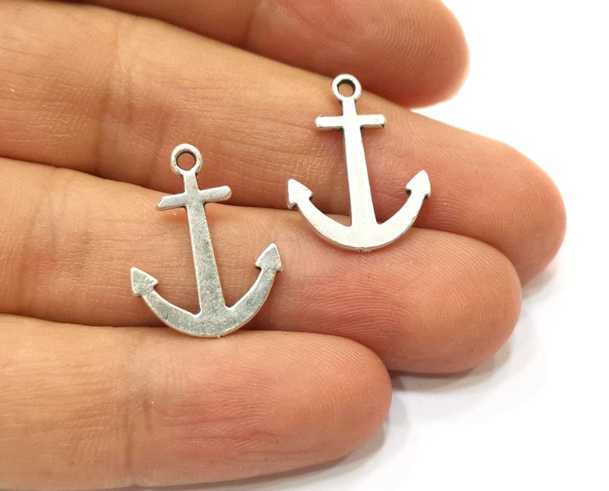 10 Anchor Charms Antique Silver Plated Charms (21x16mm) G18117