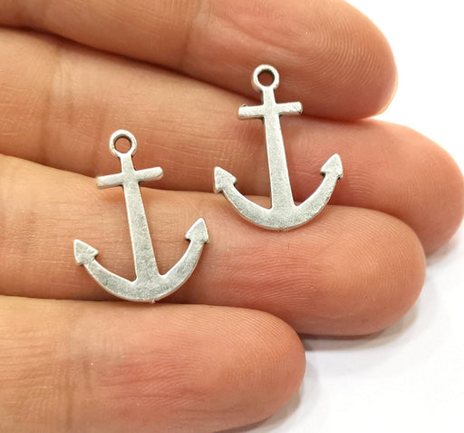 10 Anchor Charms Antique Silver Plated Charms (21x16mm) G18117