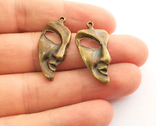 4 Mask Charms Antique Bronze Plated Charms (31x16mm)  G18627