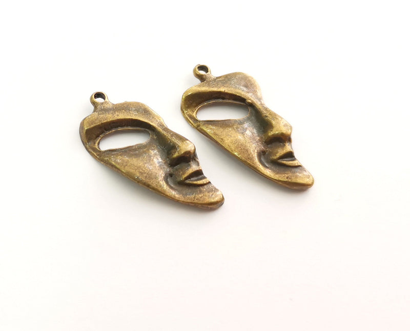 4 Mask Charms Antique Bronze Plated Charms (31x16mm)  G18627