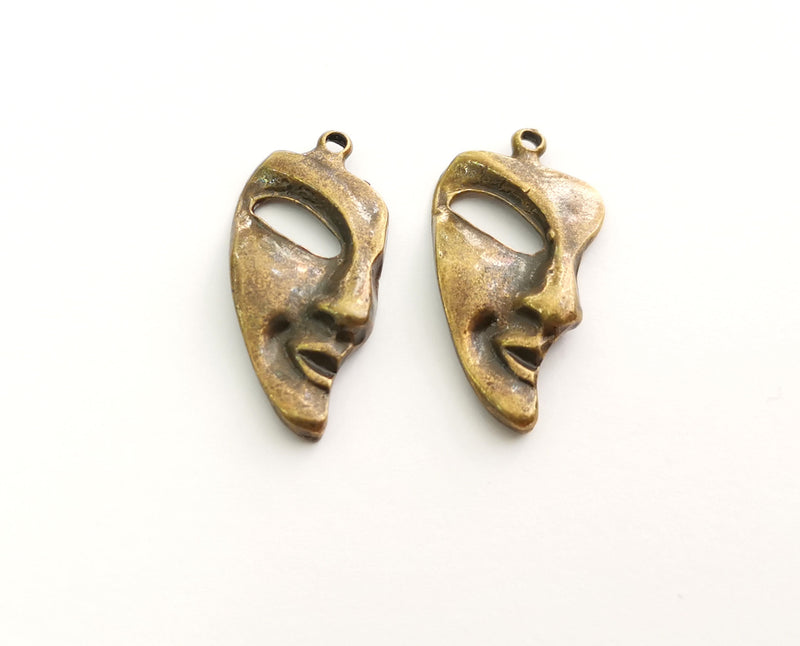 4 Mask Charms Antique Bronze Plated Charms (31x16mm)  G18627