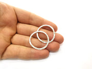 10 Hammered Circle Findings Antique Silver Plated Circle (30 mm)  G18119