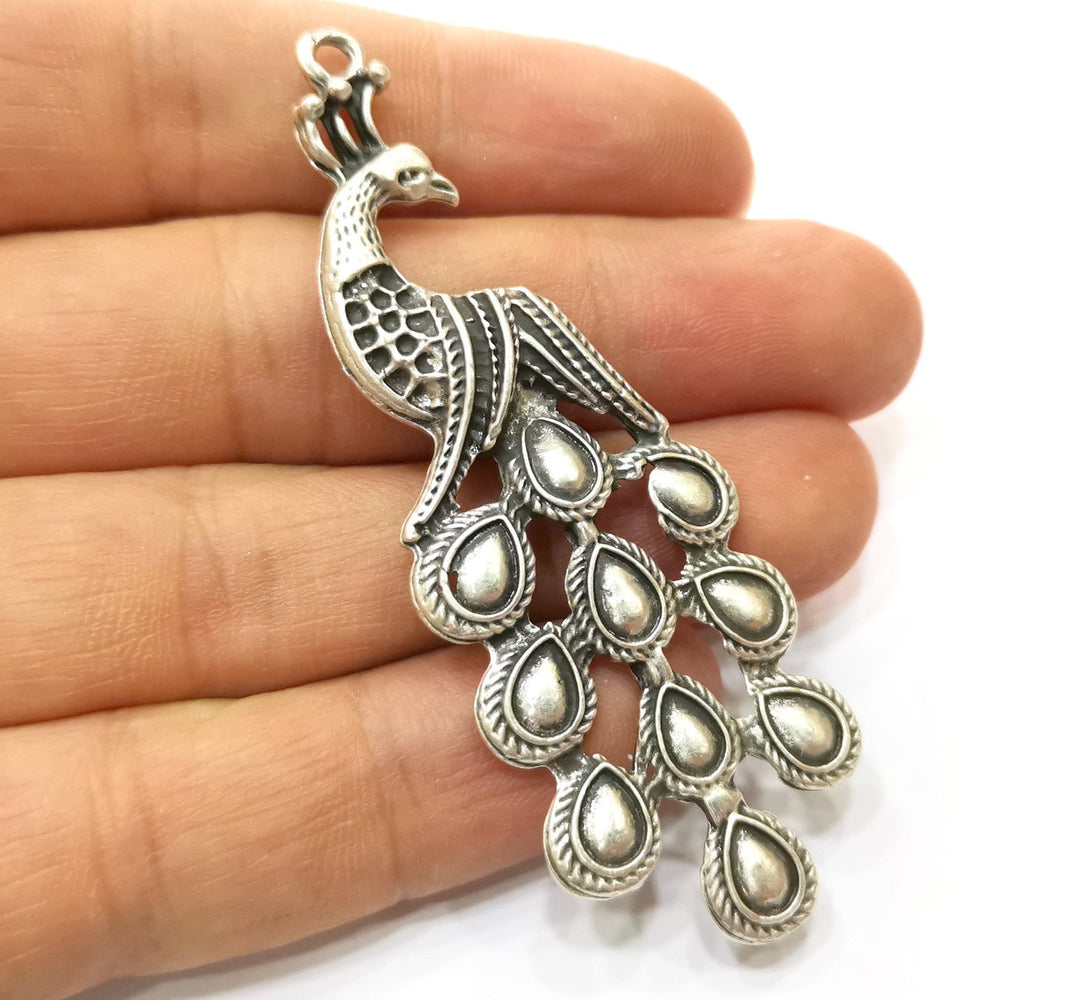 120 pcs Peacock Charms Antique Silver Plated Charms (76x27mm)  G18121