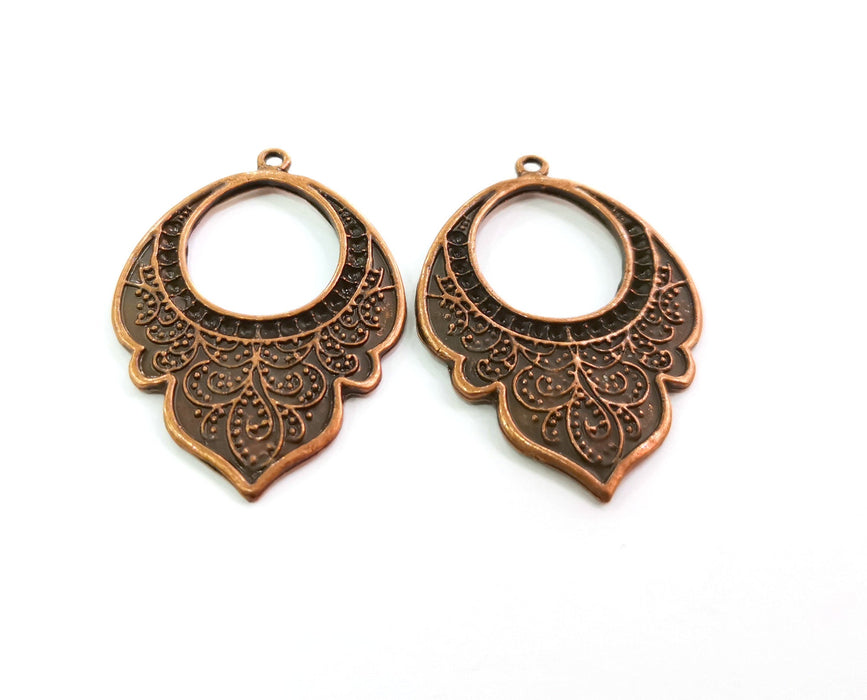 2 Copper Charms Antique Copper Plated Charms (47x33mm)  G18631