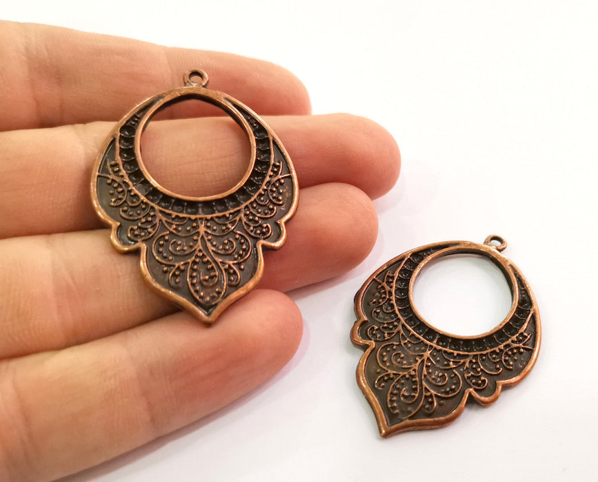 2 Copper Charms Antique Copper Plated Charms (47x33mm)  G18631