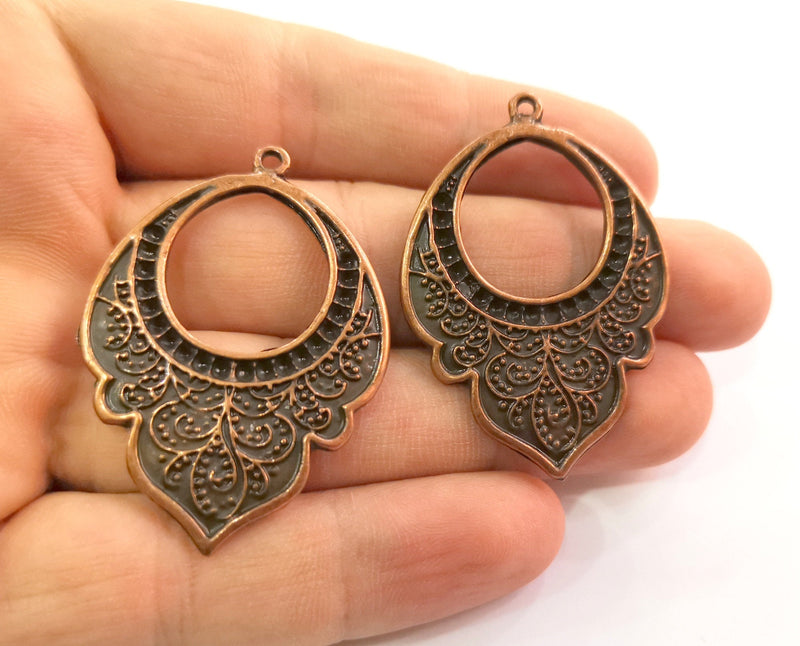 2 Copper Charms Antique Copper Plated Charms (47x33mm)  G18631