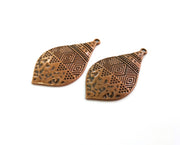 2 Copper Charms Antique Copper Plated Charms (44x23mm)  G18632