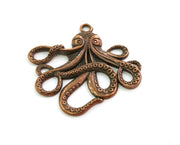 2 Octopus Charms Antique Copper Plated Charms (54x56mm)  G18634