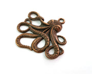 2 Octopus Charms Antique Copper Plated Charms (54x56mm)  G18634