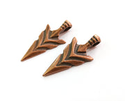 2 Copper Arrowhead Charms Antique Copper Plated Charms (47x20mm) G18636