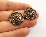 2 Copper Charms Antique Copper Plated Charms (29x25mm)  G18640