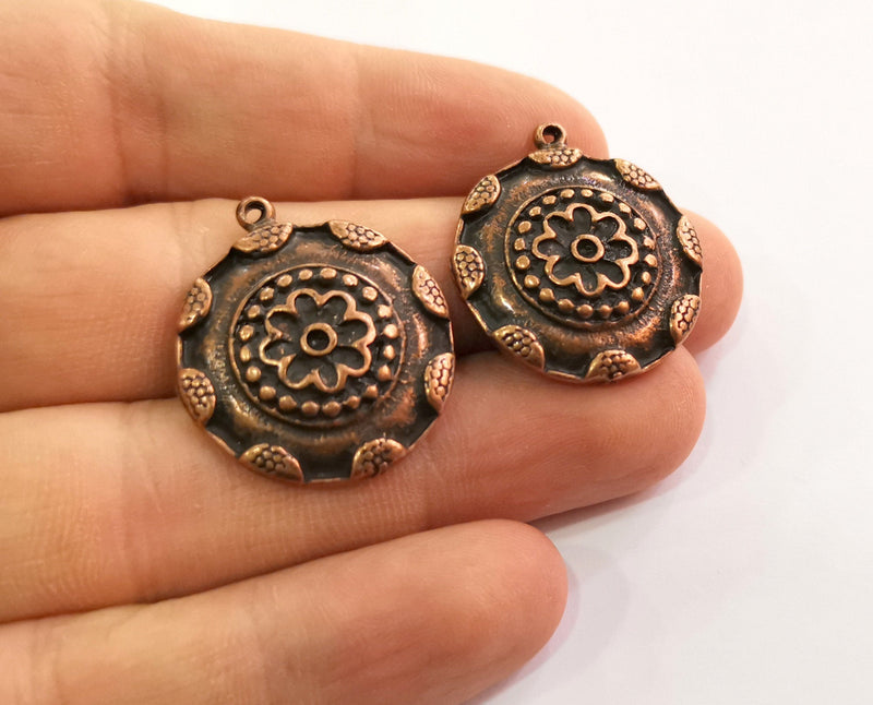 2 Copper Charms Antique Copper Plated Charms (29x25mm)  G18640