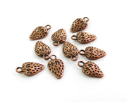 10 Strawberry Charms Antique Copper Plated Charms (16x9mm) G18641