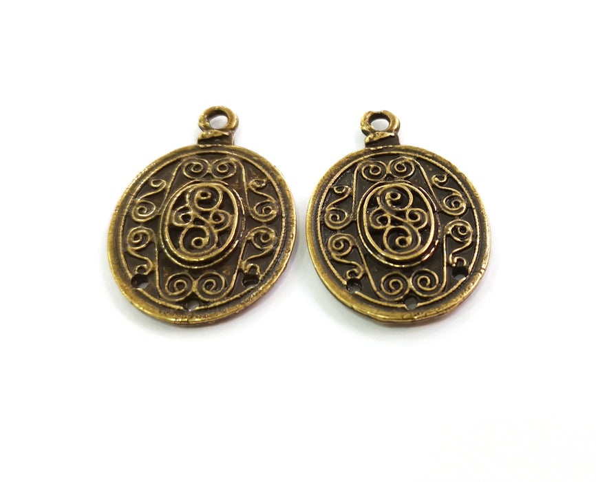 2 Antique Bronze Charms Connector Antique Bronze Plated Charms (37x25mm)  G18644