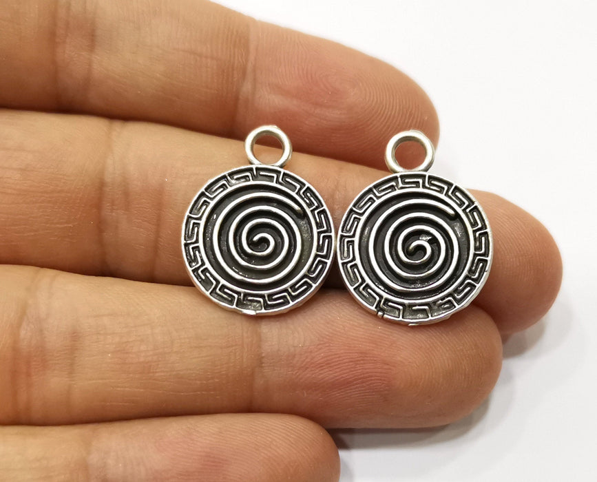 5 Spiral Charms Antique Silver Plated Charms (24x18mm)  G18132