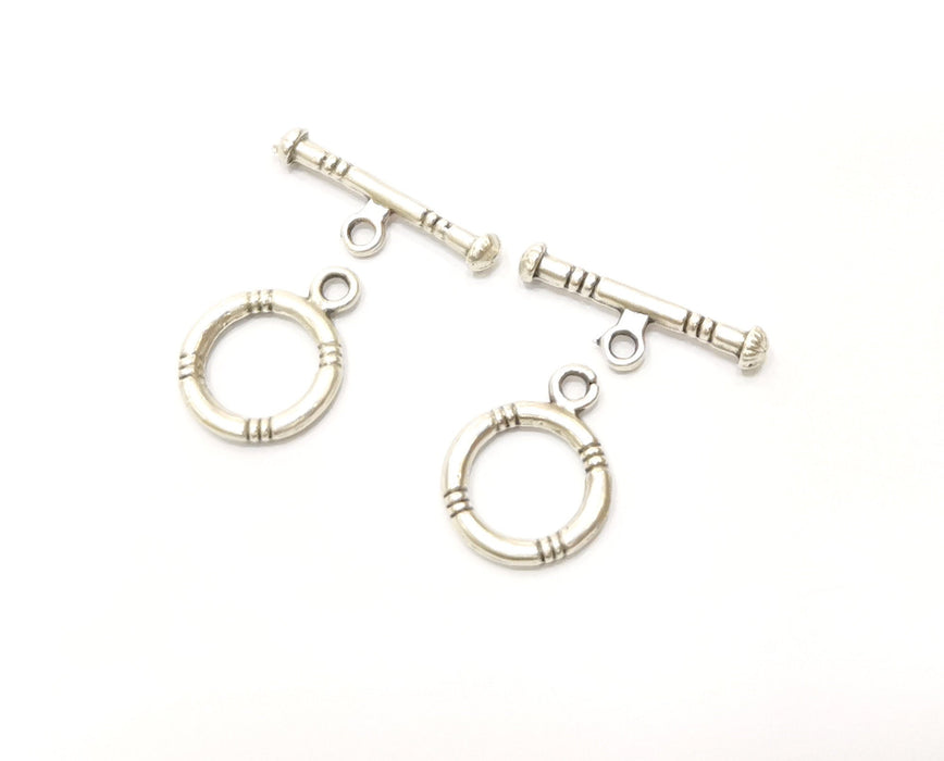 Toggle Clasps 10 sets Antique Silver Plated Toggle Clasp Findings 16x12mm+19x6mm  G18136