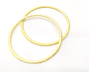 2 Large Circle Hammered Circle Gold Plated Circle Findings  (67mm)  G18140